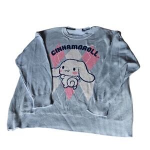 Cinnamoroll by Sangio Plus Cozy Pull-Over Sweater Preppy Baby Blue XXL Argyle